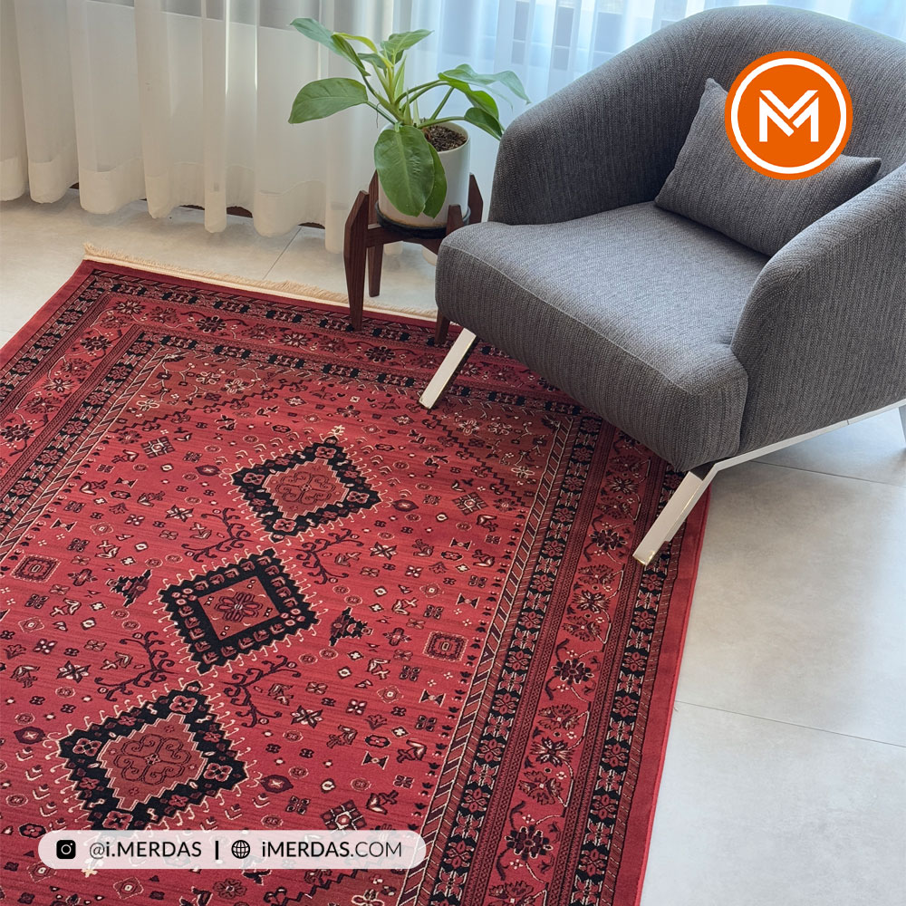 فرش گبه کد 4748 زمینه لاکی